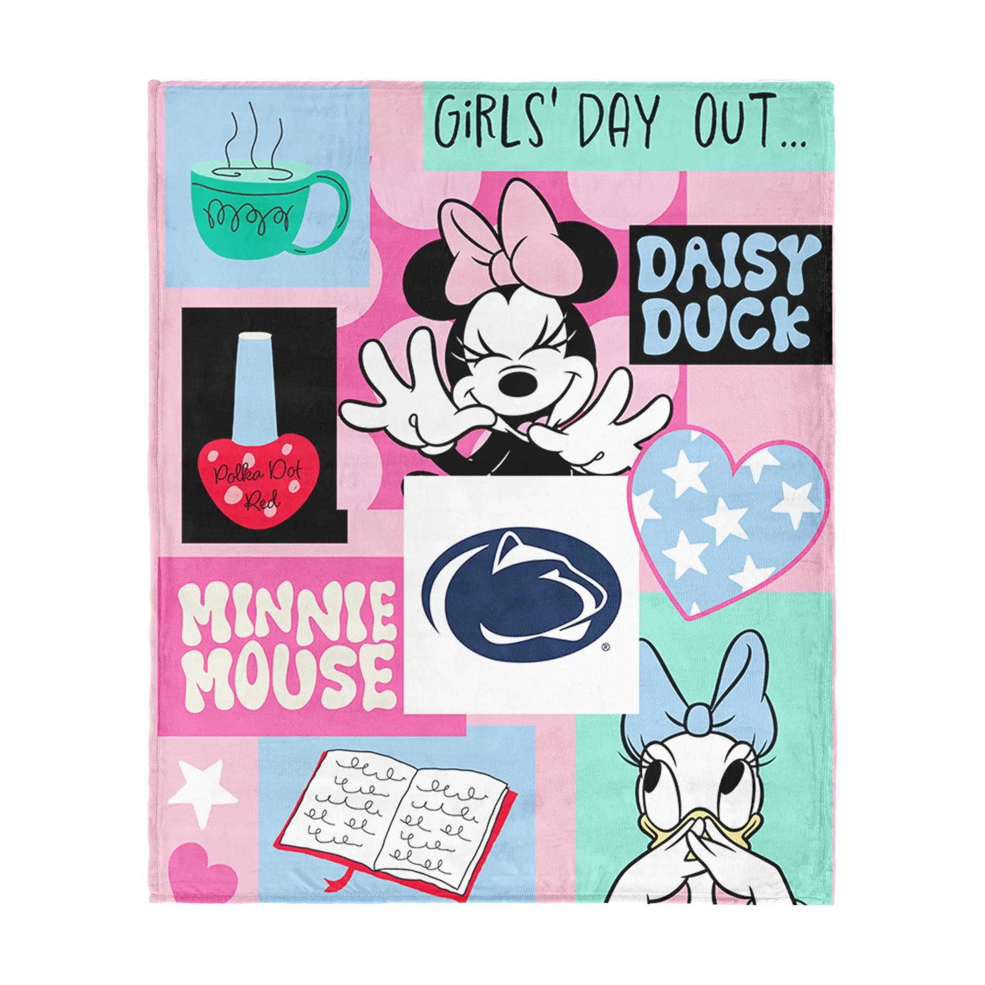 Collegiate Penn State University Minnie Mouse Checker Floral Pink Silk Touch Throw Blanket 46x60 inches