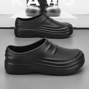 Waterproof & Splash-Proof Chef Clogs - Comfortable, Non-Slip EVA Work Shoes with Elastic Strap for Kitchen & Outdoor Use, Black, Chef Shoes