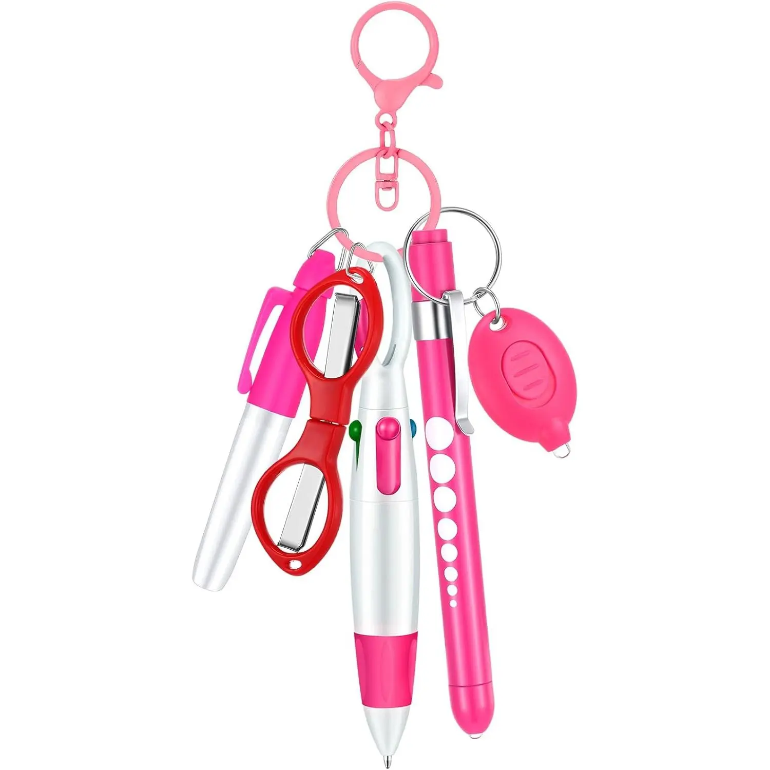 6 count Nurse Pen Set Include Permanent Marker Pen Pen Lights for  Retractable Ballpoint Pen   Clip Foldable  LED Flashlight  for Nurse Accessories (Pink)