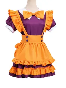 Color Cosplayer Halloween Lolita Dresses Orange Japanese Anime Maid Cosplay Costume Waitress Party Stage Servant Costumes