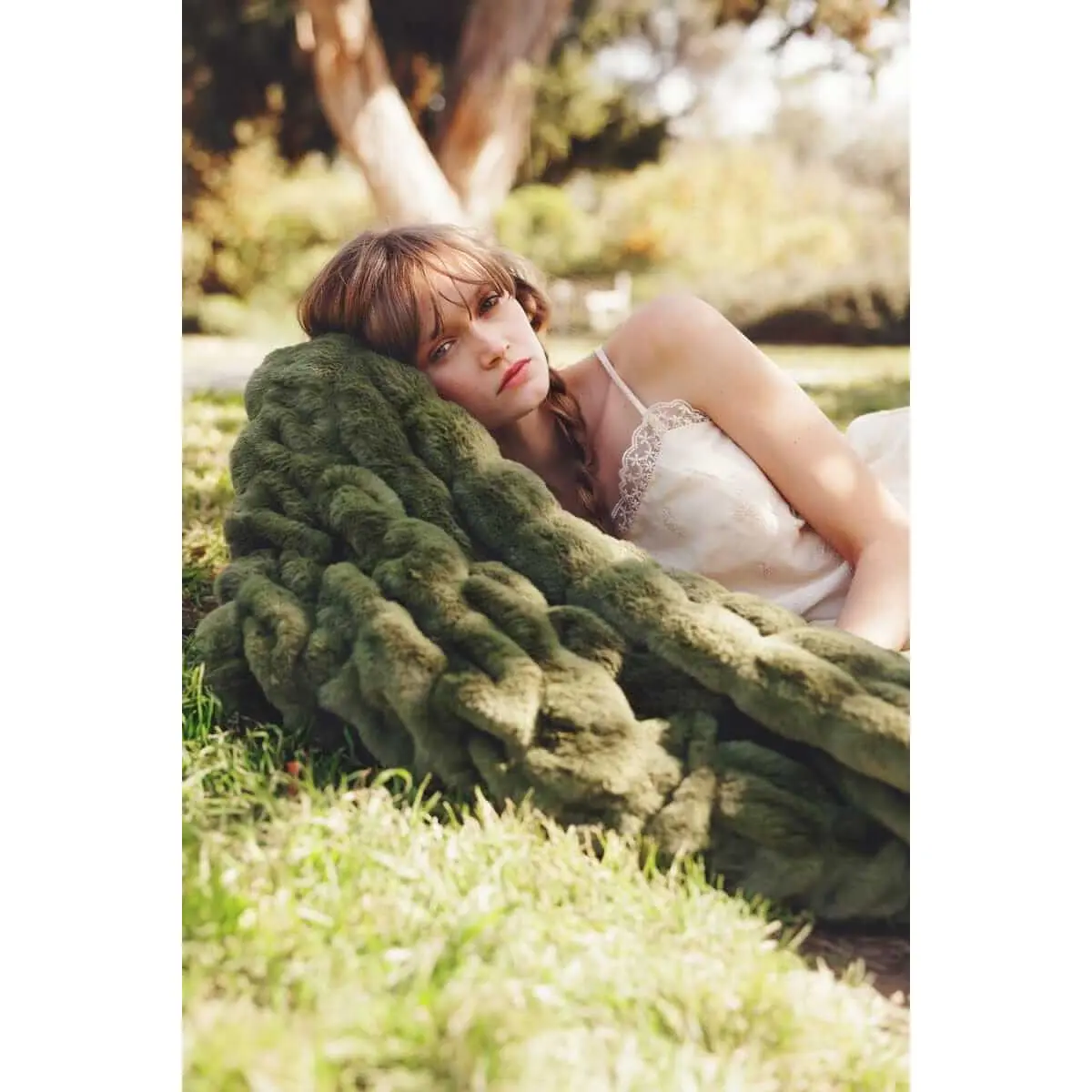 MINKY COUTURE Hugs Camp Green 3.3lb Soft Wrap Blanket, Stretchy for Easy Draping, Ideal for Sofa Use & Close, Cozy Warmth, Blankets For Sofa, Soft Blankets