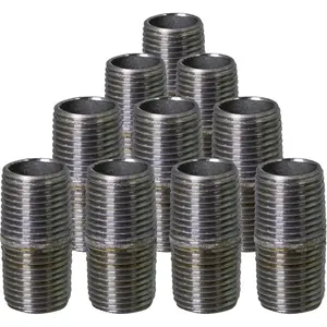 OQHM2000-10 Pre Cut Industrial Closed Nipple Pipe, Connectors, Used To DIY Furniture, Threaded Pipes and Fittings, 2" x 1", Galvanized (Pack of 10)