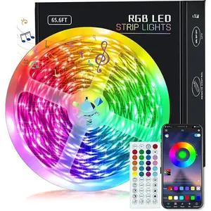 [New Deal] 65.6ft LED Lights for Bedroom, Music Sync RGB LED Strip Lights with APP & Remote Control, Luces LED para Cuarto, Bluetooth LED Lights for Room, Home Decoration