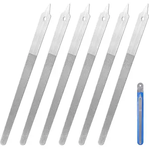 6 Pcs Diamond Deb Nail File with Sharp Pointed Tip, Stainless Steel Metal Nail File Double Sided Nails Files for Natural Nails Dresser Buffering Files Tools for Salon Home Manicure Pedicure