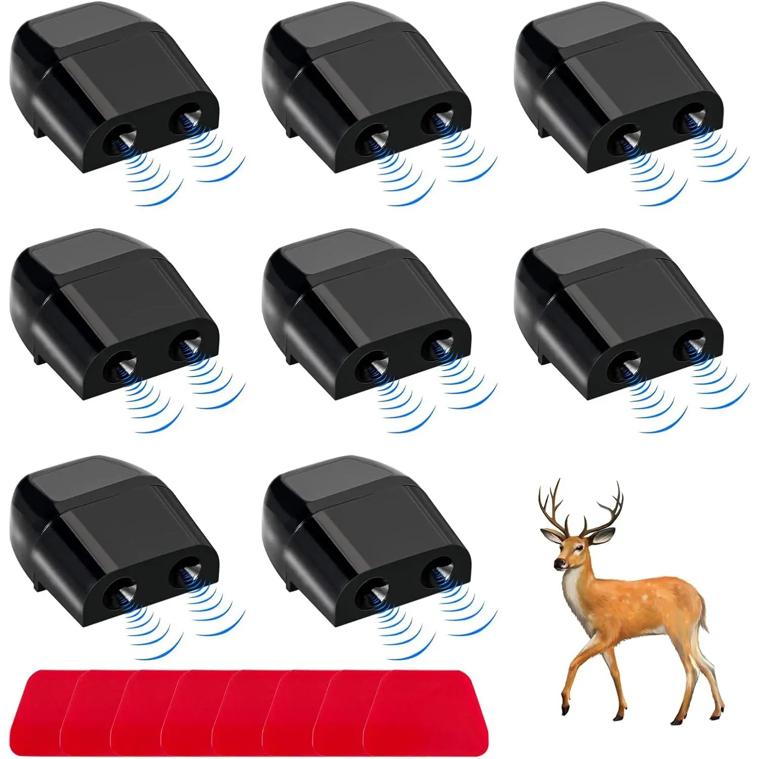 8 Deer Whistles for Car, Auto Save a Deer Warning Device, Universal Deer Horn with Rubber Pads to Avoid Collision, Animal Alert Motorcycle Car Accessories (Black)