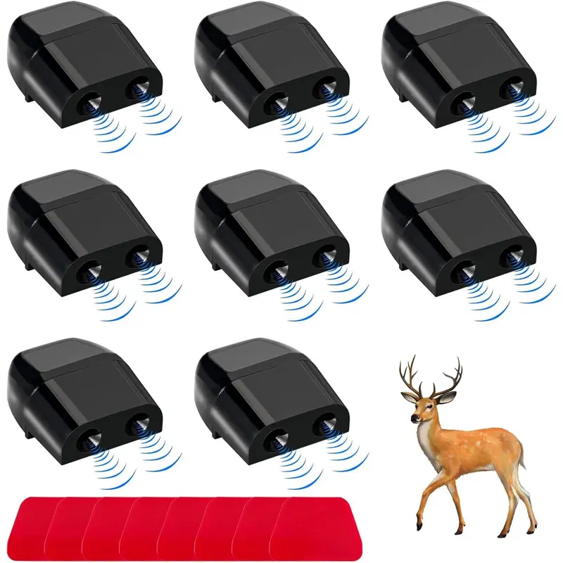 8 ABS Plastic Deer Whistles for Cars - Wind-Powered Ultrasonic Beep, Self-Adhesive Compact Universal Fit Animal Collision Warning Device with Rubber Pads, Auto Alert Accessory for Cars & Motorcycles (Black)