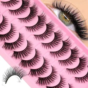 10 Pairs Doll Style Natural False Eyelashes, Makeup, Cat Eye Design, Cartoon Fairy Theme, Perfect for Role Play, Reusable