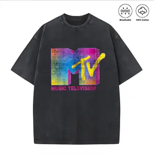 100 Percent Cotton Oversized Vintage Style T Shirt Mtv Music Television Logo Rainbow Print Summer Casual Wear For Music Lovers And Pop Culture Fans