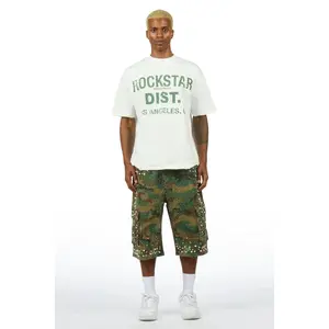 Sevyn White/Camo Rhinestone T-Shirt Denim jhort Set