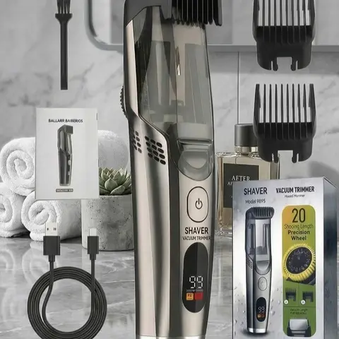 【[DealsForYouDays]】2026 Men's Beard Clipper - IPX6 Waterproof Rechargeable Electric Trimmer Kit with Adjustable Length Comb, Built-in Vacuum for Less Mess, Mustache, Sideburns, Stubble - Mens Gifts