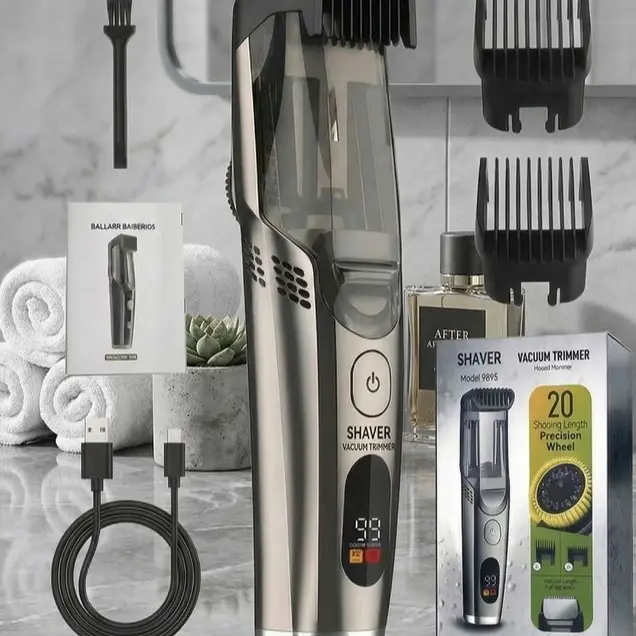 【[DealsForYouDays]】2026 Men's Beard Clipper - IPX6 Waterproof Rechargeable Electric Trimmer Kit with Adjustable Length Comb, Built-in Vacuum for Less Mess, Mustache, Sideburns, Stubble - Mens Gifts