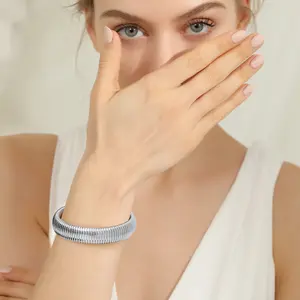 FaithHeart Steel Stretch Link Chain Flexible Wide Wristband Bangle Bracelets