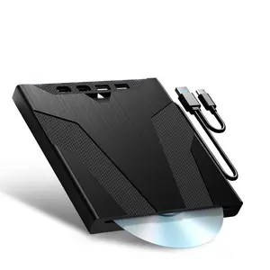Plug and Play Slot-Loading External CD/DVD Drive, Optical Disc Reader Burner for Laptop and Desktop, Supports Windows Mac Linux
