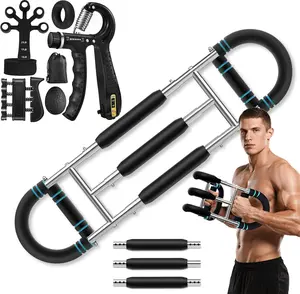 Twister Arm Trainer with Stainless Steel Construction & Adjustable Tool for Men Women Home Gym Chest & Biceps Workout Enhance Resistance Finger Grip Strengthener portable  workout
