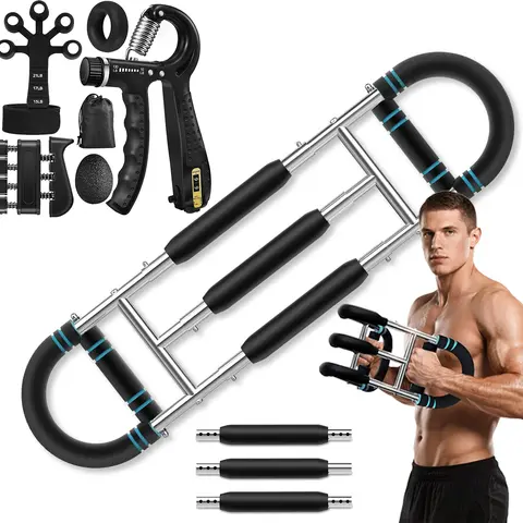 Stainless Steel Chest Trainer Workout & Exercise Equipment - Unisex, Women-Friendly, Adjustable with Twister, Portable Mechanical Counting Grip, Customizable Tension for Home Gym (Builds Biceps, Chest, and Grip Strength) (summerwins)