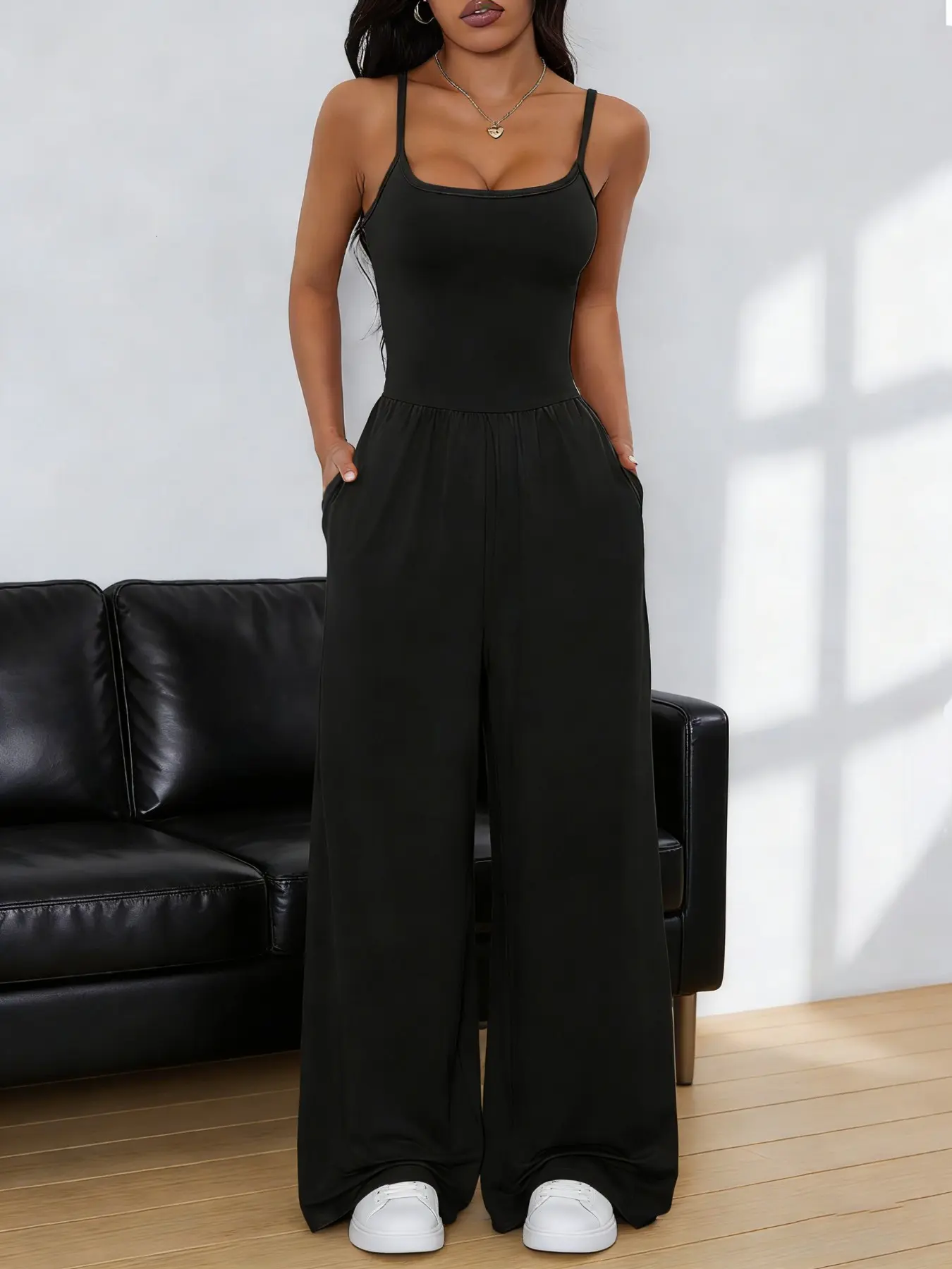 Women's Thin Strap Fashion Streetwear Simple Solid Color Casual Romper, Yoga Jumpsuit, Sleeveless Workout Jumpsuit, Yoga, Hiking, Daily Commute, Sports Style with Pockets, Yoga Workout Jumpsuits, Workout Fitness Jumpsuit