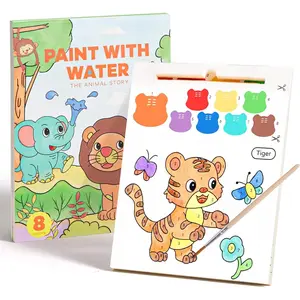 Paint with Water Books for Toddlers, Mess Free Watercolor Painting Activity for Kids Ages 1-3, 2-4, 4-6, Paint by Number Art Craft Coloring Gift with Brush, Kids Stocking Stuffers