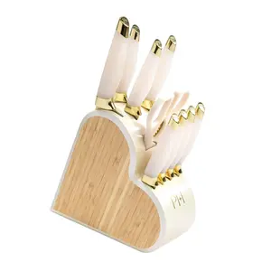 10-Piece Stainless Steel Kitchen Knife Set with Heart-Shaped Block, Multi-Purpose Cooking and Food Prep Knives