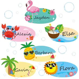 108 Pcs Summer Ocean Name Tags for Classroom Desk & Locker Name Plates Beach Theme Classroom Decor for Kindergarten Preschool 1st 2nd 3rd Grade Teacher Student