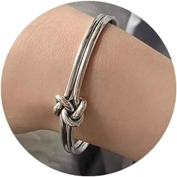 Women's silver bracelet handmade 925 silver bracelet men's enlarged opening size adjustable, gift for girlfriend and boyfriend