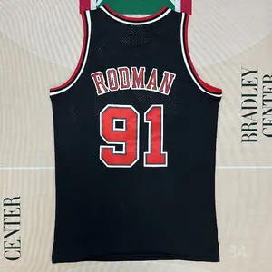 Dennis Rodman Men's Sleeveless stitched Basketball Jersey Black 1997-98