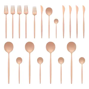REGALWOVEN 20 Piece Silverware Set, Stainless Steel Flatware Set, Mirror Polished Cutlery Set, Serving Utensils Set for Kitchen Dining 20 PCS Rose Gold