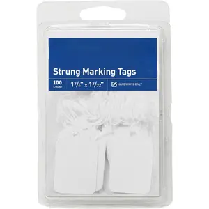 100 Pack Strung Marking Tags with String Attached Gift Tags 1.75 x 1.09 Inch for Crafts Wedding Party Supplies