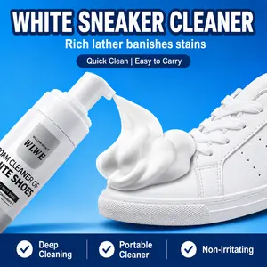Footwear White Shoe Cleaner with Brush and Towel - No-Rinse Portable Formula, Quickly Removes Dirt & Stains, Suitable for Sneakers, Leather, Canvas, Rubber Shoes & Car Interior Cleaning