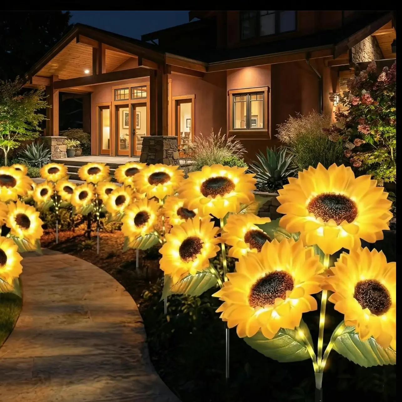 Solar Outdoor Sunflower Garden Light Set (2/4 Packs) - Wireless Ground-Mounted/Portable Decorative Lamps, IP65 Waterproof Durable Plastic, Energy-Saving, Solar Lights Outdoor, Courtyard/Lawn Decoration, Festival Gift, Ground-Mounted Decorative Lamps