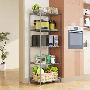 dealsforyoudays 5-Shelf Adjustable Steel Storage Shelving Unit,  200 lb Capacity per Shelf,  22.44 x 13.78 x 62.01 inches,  Chrome storage rack