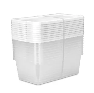 Set of 10 White Plastic Storage Boxes for Adults - 6 Quart Capacity Household Organiser Kitchen