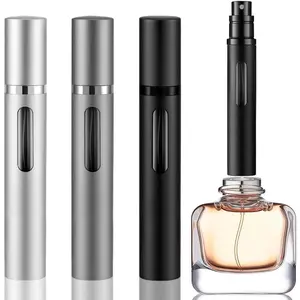 10ml Atomizer Travel Refillable, 3PCS Travel Refillable Bottle,Bottom-Filling Fragrances Perfumes Bottle,Mini Cologne Dispenser,Portable Sprayer（Black-Grey-Silver）
