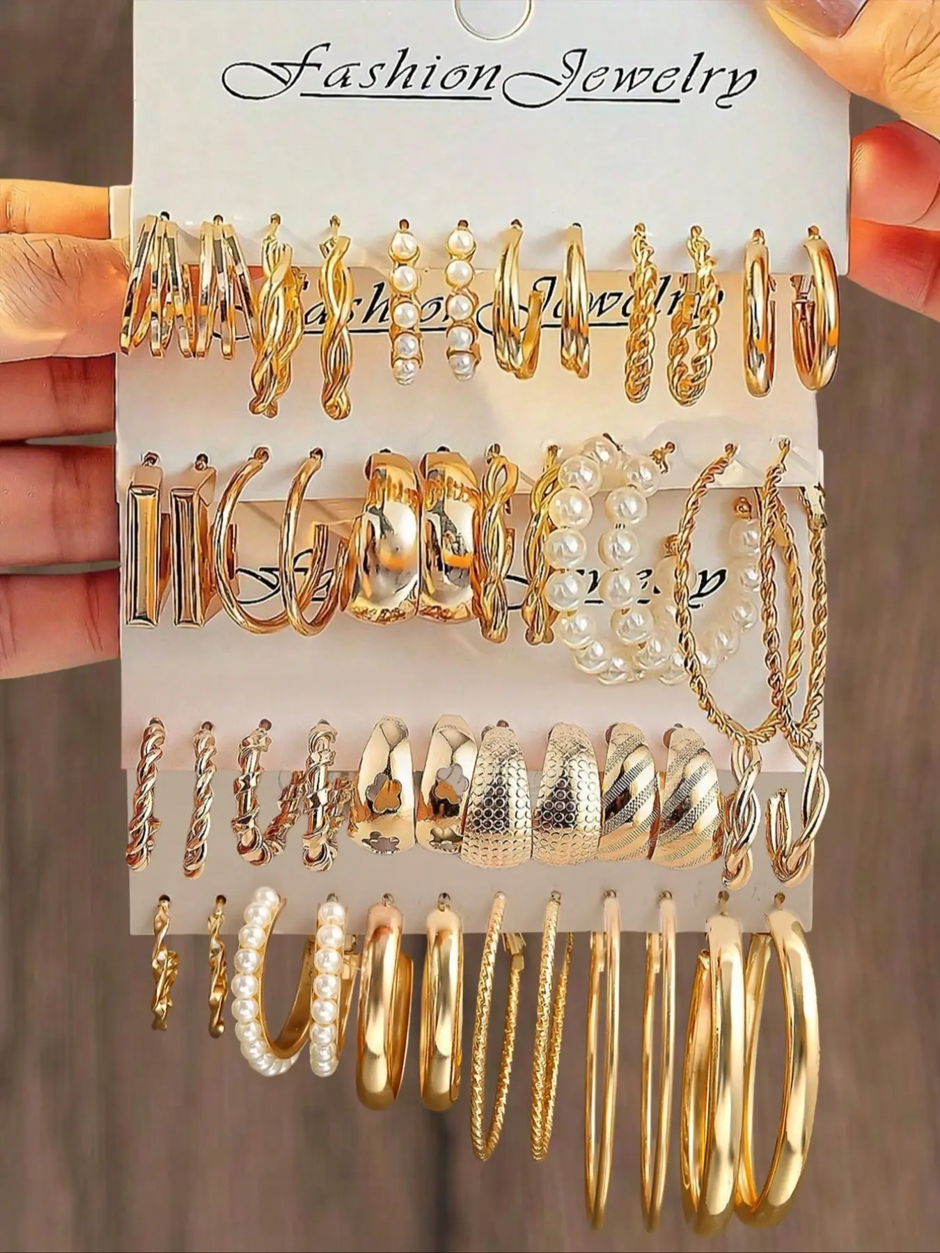 48pcs Women's Bohemian Geometric Earring Set with Imitation Pearls, Pearl Hoops and Hollow Flower Design, Fashion Earrings, Stylish Jewelry for Daily Wear and Parties