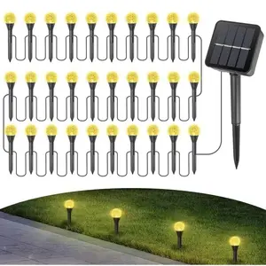 100 LED Solar-powered Pathway Lights, IP44, Guide Lights, Bubble Lights, Garden Flower Bed Ground-inserted Bubble Ball Lights, Independence Day House Pathway Lights, Solar-powered Decorations, No Electricity Required.