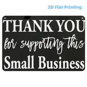 2D Flat, Small Business Thank You Sign - Elegant Cursive-like Font - Black & White Shop Decoration - Durable Plaque - No Wiring Needed - for Retail Store, Restaurant, Home, Office - Promote  Economy Decor, 2D Flat