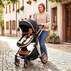 Ultimate High Landscape Baby Stroller - Portable Folding Bidirectional Shock-Absorbing Pram, Recline & Lie-Flat for Newborns & Toddlers