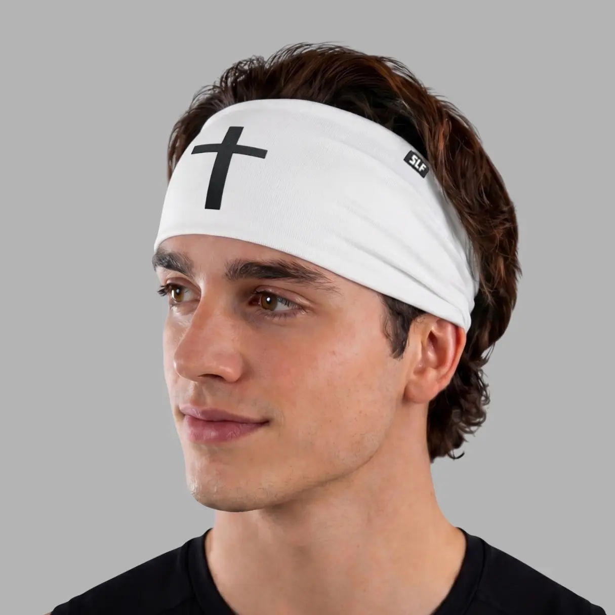 SLEEFS Faith Cross Sports Headband - Elastic Sweatband, Soft, Moisture-Wicking Training Headband for Fitness Workouts, Elastic Sweatband Headband
