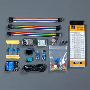 Starter Kit with Sensors, Complete Electronics Learning Set for DIY Projects，Complete ESP32 Sensor Kit, WiFi Board with Breadboard and Accessories