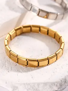 Fashionable Punk Style Square Patchwork Elastic Bracelet, Stretch Bangle, Trendy Jewelry Gift for Women, Perfect for Wife and Best Friends