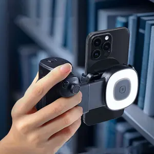 Magnetic Anti-Shake Phone Camera Stabilizer with Fill Light - 90° Rotatable 1-Axis Smartphone Gimbal, Bluetooth Remote Control for Focus, 1/4" Copper Thread for External Mounts, Brightness Adjustable, Ideal for Vlog, Travel & Photography