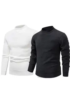 Men's 2-Pack Half High Neck Sweaters, Classic, Casual Long Sleeve, Loose Fit, Fall Pullover, Breathable & Warm, Versatile Fashion
