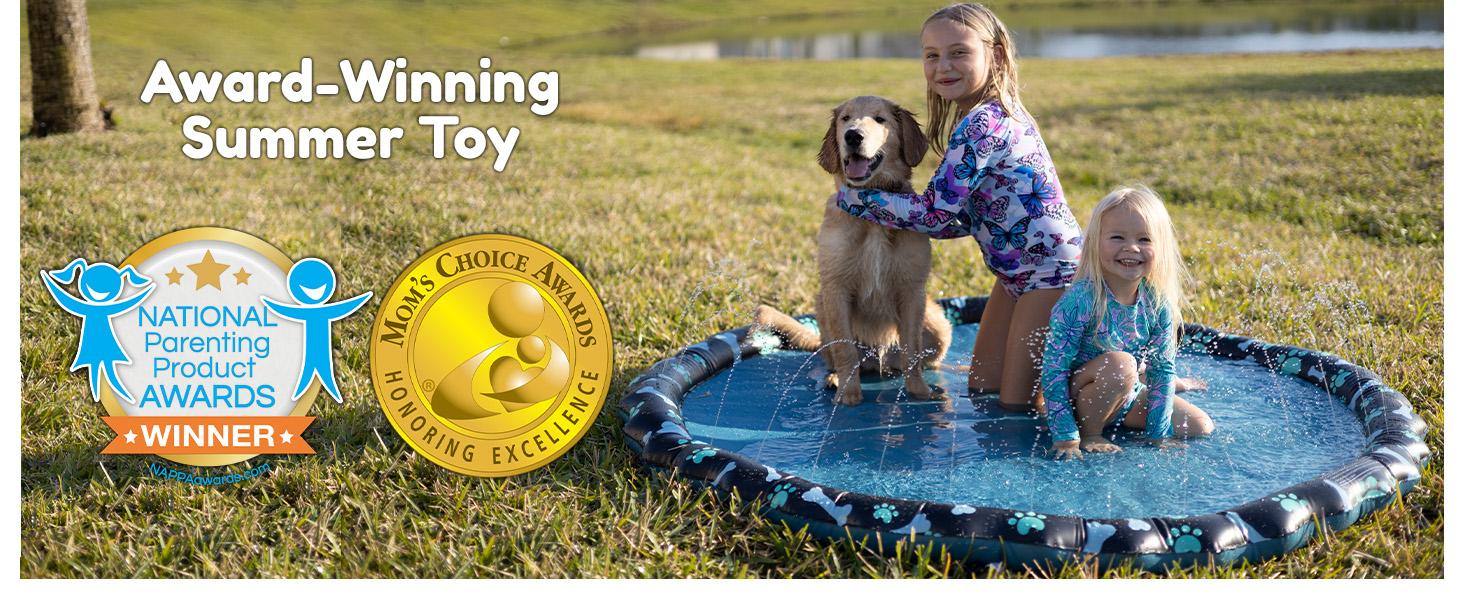 Non Slip Splash Pad for Kids & Dogs, 69’’ Extra Large Splash Pad Sprinkler for Kids, Dog Water Summer Toys - Great Outdoor Toys for Toddlers 1-3 & Children Ages 4-8, Baby Pool for Backyard