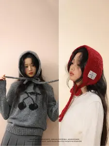 Autumn Winter New Korean Style Knit Ear Warmer, Fitted Plain Color Women's Warm Windproof Earmuffs, Versatile Two-In-One Design, Ear Snood