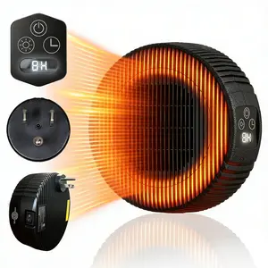 WindBillion HT04 Ceramic Space Heater, Portable Wall Plug Electric Heater with 1-8H Timer, Compact Heater for Bedroom, Office and Home