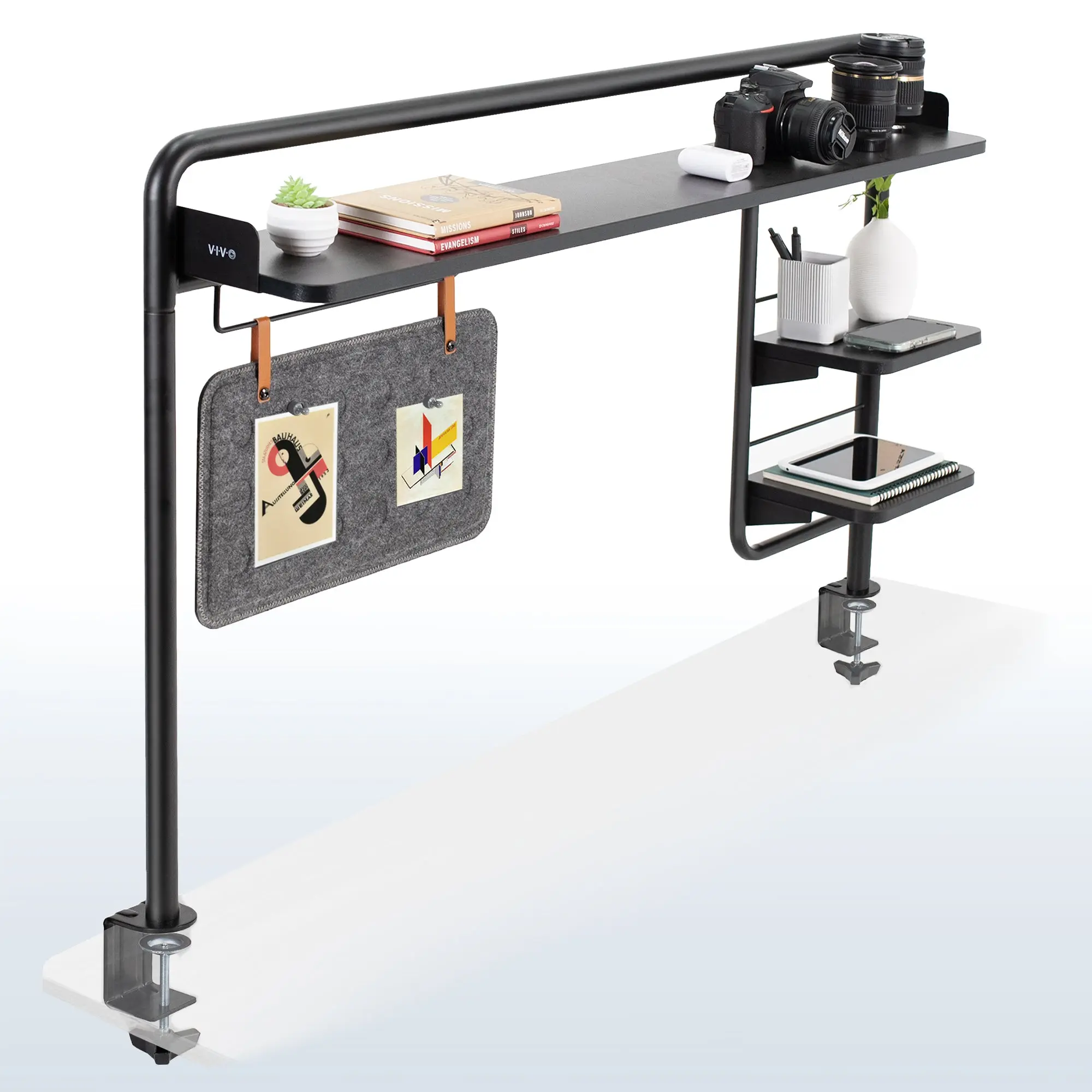 Clamp-On Desktop Organiser Rack, Home Supplies Storage Shelving System