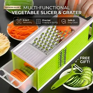 5 in 1 Multifunctional Square Grater, 5 Sided Blade, Fast Fruit & Vegetable Prep, Must-Have Kitchen Tool