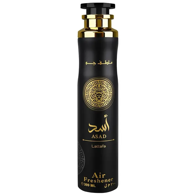 Lattafa Asad Luxurious Aroma Scent Spray Air Freshener, 300 ML (10.1 oz) Bottle, Spicy-Fruity-Woody Amber Home Fragrance