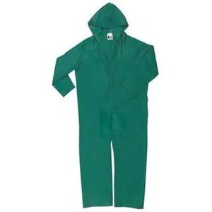 MCR Safety 3881X2 2XL Green Limited Flammability PVC & Polyester Coverall, 52" Chest, Full Length Workwear Uniform Clothes, Zipper Closure, Welded Seams, Wrist Take-Up Snaps, Snap Ankles
