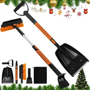 5-in-1 Extendable Snow Shovel & Ice Scraper for Car – 31"–40" Snow Brush with Squeegee, Pivoting Head & Foam Grip for Windshield, Truck, SUV