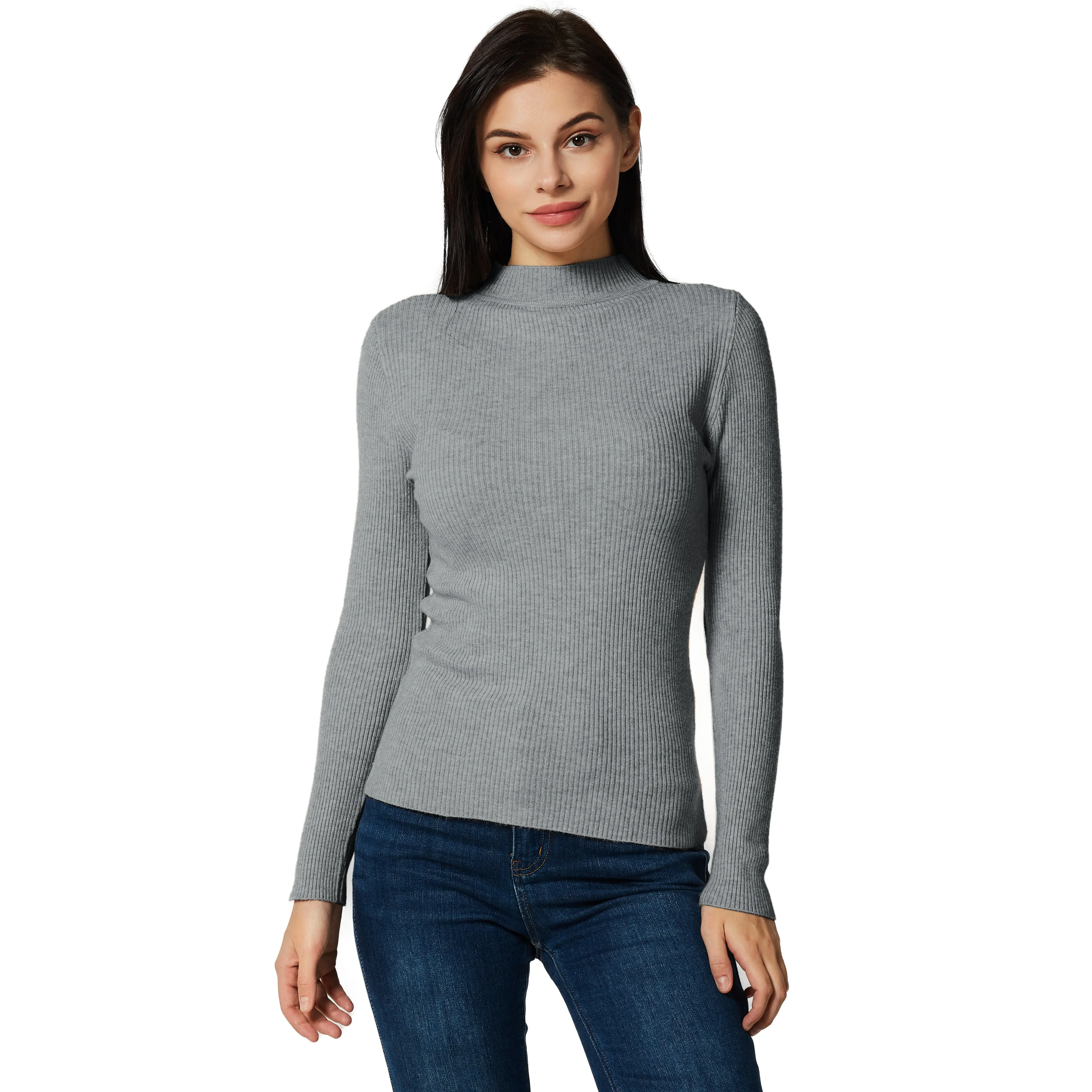 Lightweight Ribbed Turtleneck for Women-Slim Fit